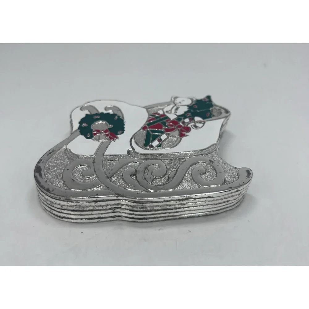 Wm. A. Rogers Vintage Christmas Sleigh Coasters Set of 6 Silverplate Felt Back